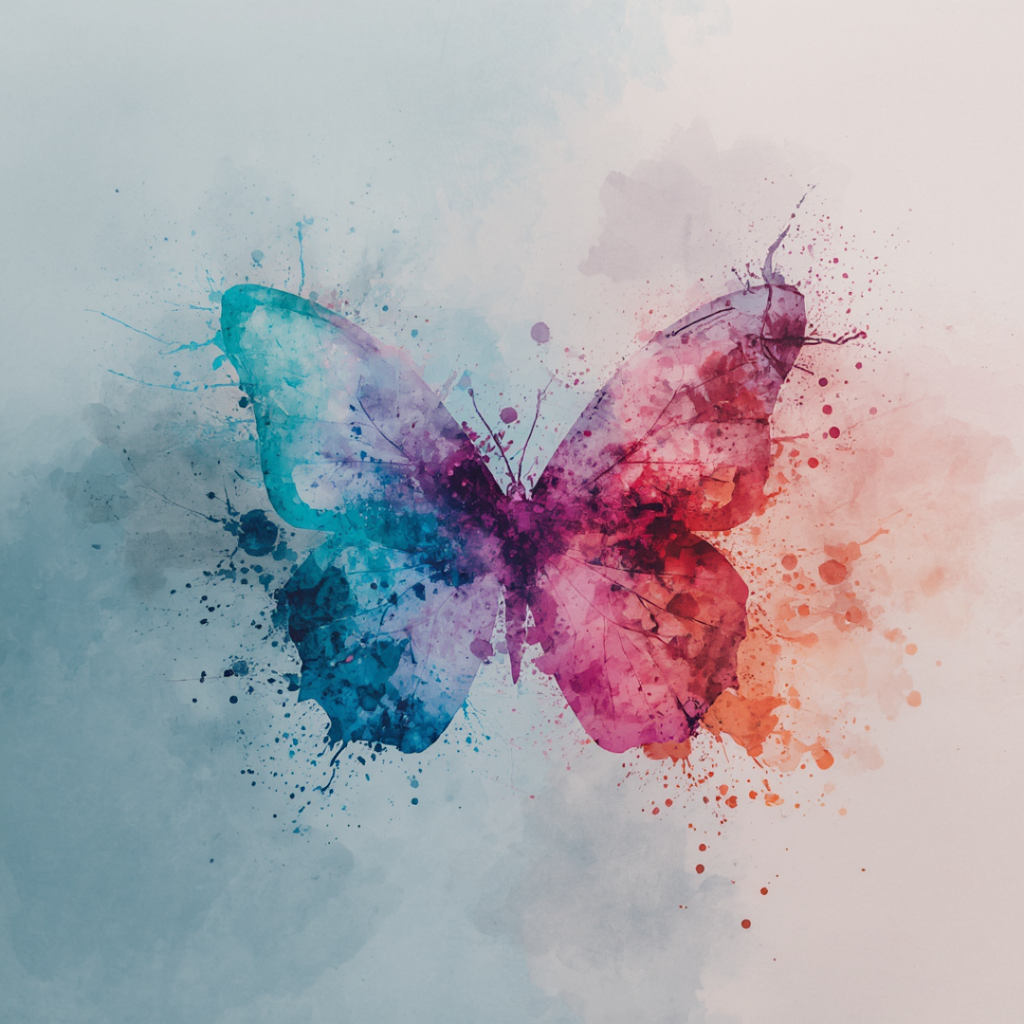 an abstract butterfly in vibrant watercolor style